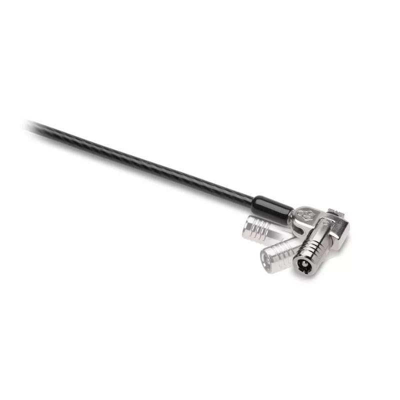 Kensington NanoSaver Keyed Dual Head Laptop Lock, 1.8 m, atslēgas, oglekļa tērauds, melns, nerūsējošais tērauds