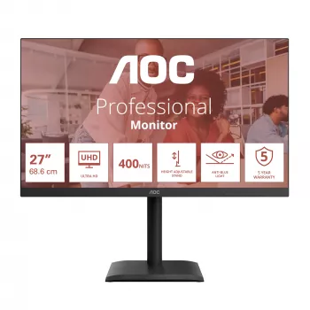 AOC U27E4CV 27 inch 4K UHD monitors, 3840 x 2160, LED, melns