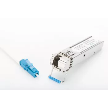 DIGITUS 1.25 Gbps BiDi WDM SFP modulis, līdz 20 km ar DDM atbalstu, vienmoda šķiedra, LC Simplex savienotājs 1000Base-LX, Tx1310nm/Rx1550nm