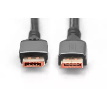 DIGITUS PREMIUM DisplayPort 2.1 savienojuma kabelis - vīriešu/vīriešu 1m 16K UHD 80G alumīnija korpuss