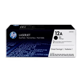 HP 12A 2-paku melnas oriģinālās LaserJet tonera kasetnes, 4000 lpp, melna, 2 gab.