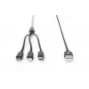 DIGITUS 3-in-1 uzlādes kabelis USB A–Lightning + micro B + Type-C 1m