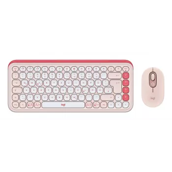 LOGITECH POP Icon Combo bezvadu komplekts - Roza un Balta - QWERTZ vācu izkārtojums