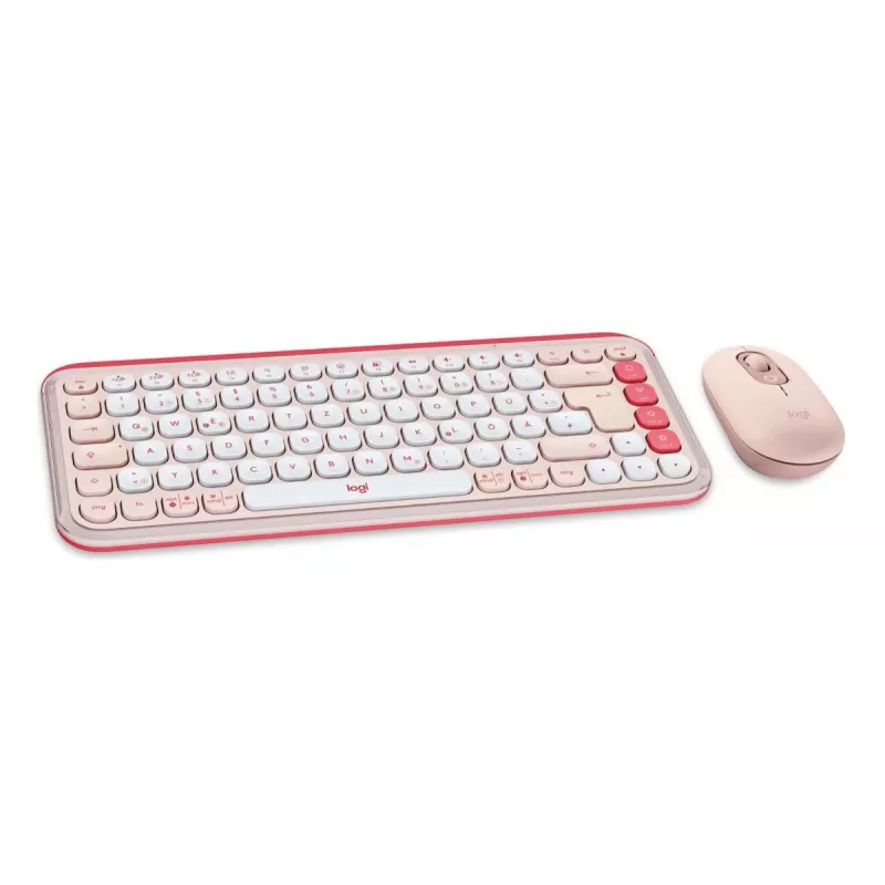 LOGITECH POP Icon Combo bezvadu komplekts - Roza un Balta - QWERTZ vācu izkārtojums