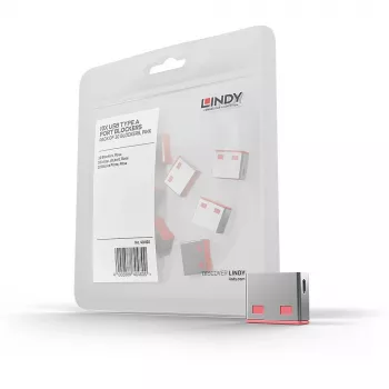 Lindy USB Port Blocker (bez atslēgas) - 10 iepakojums, Rozā