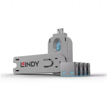 Lindy USB Port Blocker – 4 gab. komplekts, zils