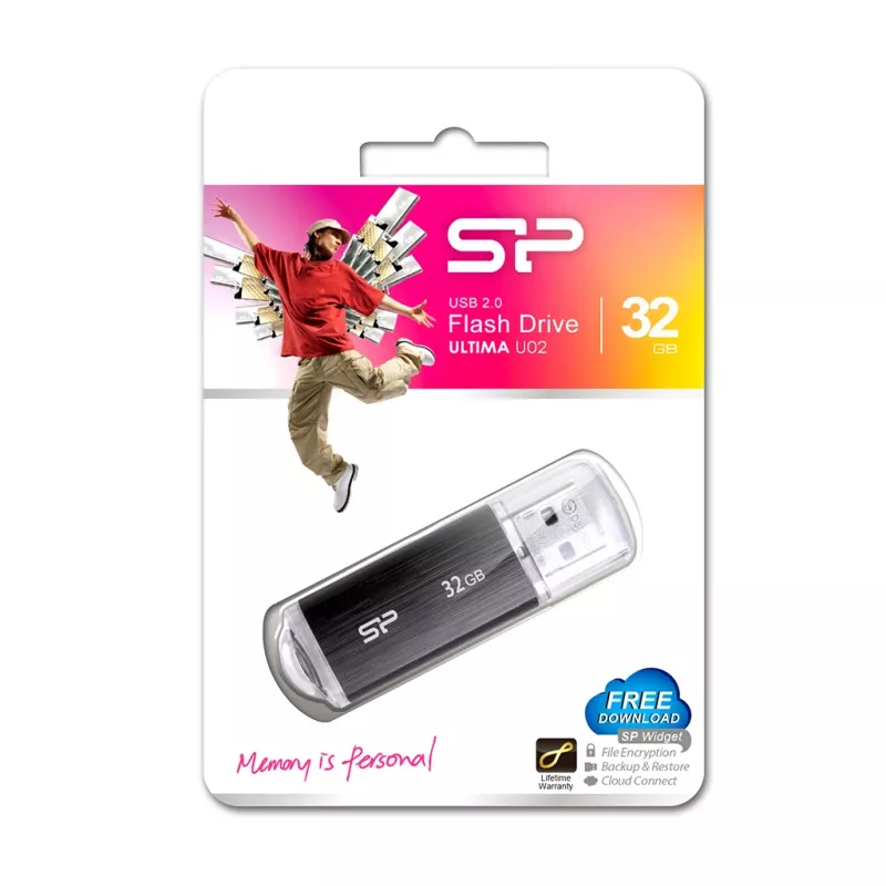 SILICON POWER Ultima U02 - 32GB USB zibatmiņa - USB 2.0 - Melna