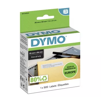 DYMO Authentic LabelWriter atgriešanas adrešu uzlīmes | 25 mm x 54 mm | pašlīmējošas | 500 uzlīmju ruļļos | Easy-Peel | LabelWriter etiķešu printeriem | Ražots Eiropā