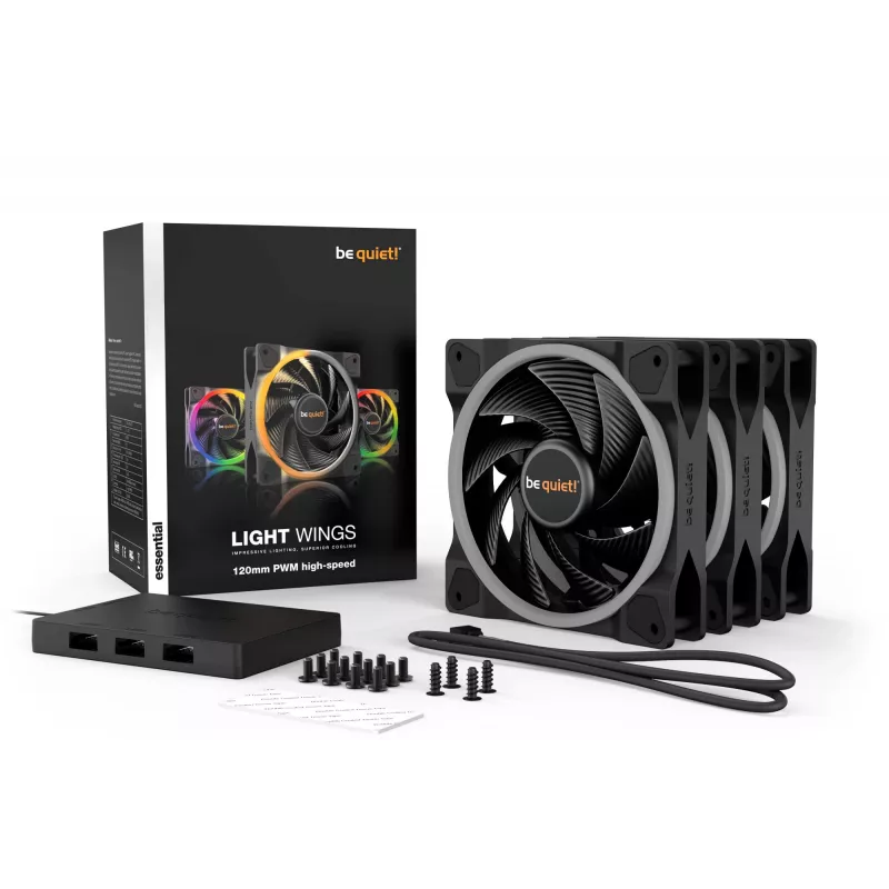 be quiet! Light Wings 120mm ARGB PWM High Speed Ventilators Melns 3 komplekts