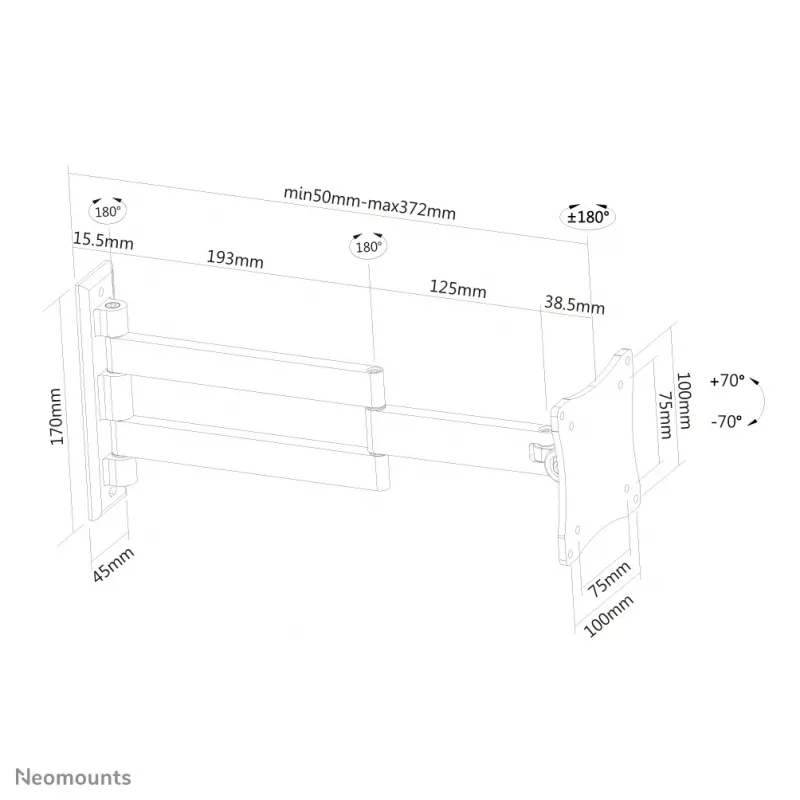 Neomounts FPMA-W830BLACK Sienas stiprinājums monitoram/TV 10-27 collas - pilna kustība