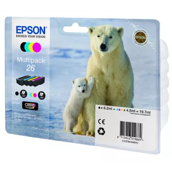 Epson C13T26164010 oriģinālās tintes kasetnes (melna, ciāna, fuksīna, dzeltena)