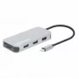 Manhattan USB-C dokstacija/dalītājs ar karšu lasītāju, porti (x6): Ethernet, HDMI, USB-A (x3) un USB-C, ar Power Delivery (100W) uz USB-C portu (piezīme: nepieciešams atsevišķs USB-C sienas lādētājs un USB-C kabelis), universāls visām ierīcēm, kabelis 15c