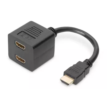 DIGITUS HDMI Y-sadalītāja kabelis, A tips - 2x A tips M/F, 20cm pasīvs, Full HD, zelts melns