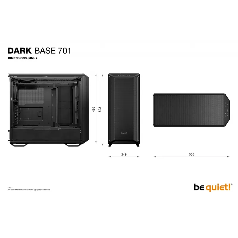 be quiet Dark Base 701 Black Midi Tornis