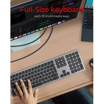 KeySonic KSK-8023BTRF (DE) tastatūra Universāls Bluetooth QWERTZ Vācu Antracīts, Melns