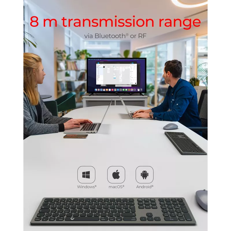 KeySonic KSK-8023BTRF (DE) tastatūra Universāls Bluetooth QWERTZ Vācu Antracīts, Melns