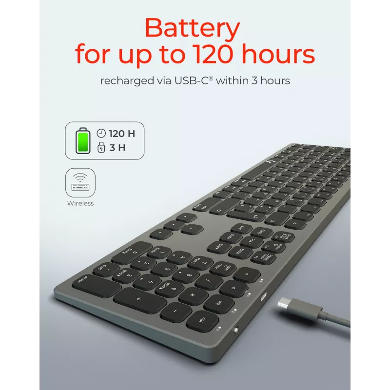 KeySonic KSK-8023BTRF (DE) tastatūra Universāls Bluetooth QWERTZ Vācu Antracīts, Melns