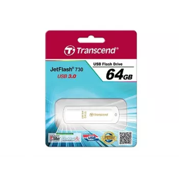 TRANSCEND Jetflash 730 64GB USB 3.0 zibatmiņa balta