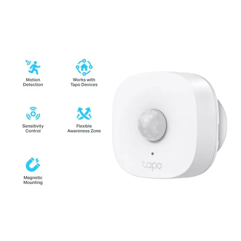 TP-Link Tapo Smart kustības sensors, griestiem/sienai, iekštelpām, balts, 120°, bezvadu, 7 m