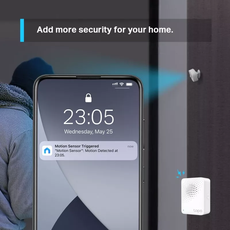 TP-Link Tapo Smart kustības sensors, griestiem/sienai, iekštelpām, balts, 120°, bezvadu, 7 m