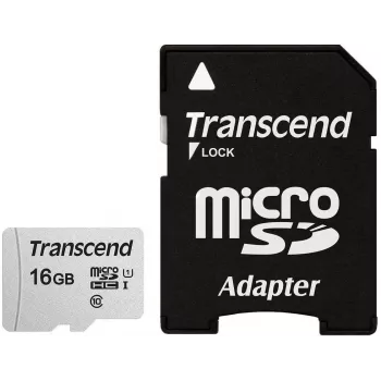 Transcend Micro SDHC 300S 16GB UHS-I U1 ar adapteri