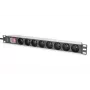DIGITUS 1U Alumīnija PDU, 8x CEE 7/5, 16A, 4000W, 250VAC