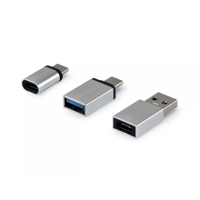 Equip USB-C OTG adapteru komplekts, 3 gab., USB C, USB C, USB A, USB A, Micro-USB, USB C, Sudraba