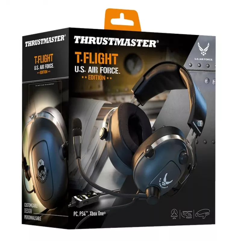Thrustmaster T.Flight U.S. Air Force Edition austiņas, vadu, galvas saite, spēlēm, melnas