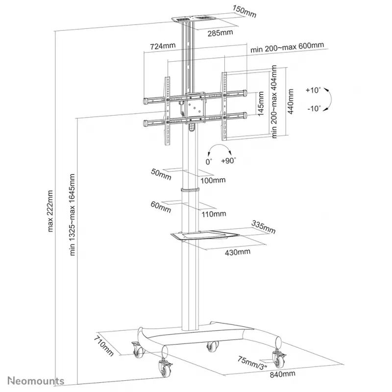 Neomounts PLASMA-M1900E mobilais TV statīvs 37-70 collas - grozāms
