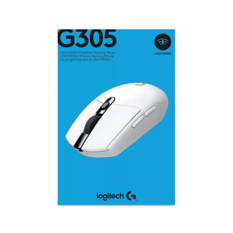LOGITECH G305 Lightspeed bezvadu spēļu pele balta