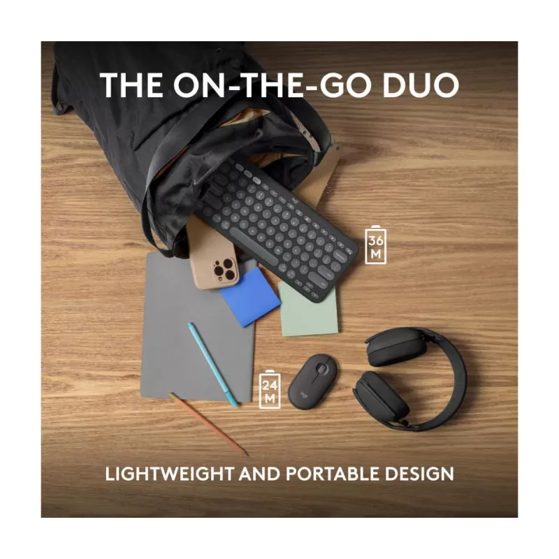 LOGITECH Pebble 2 Combo Tonal Graphite QWERTY US — Bezvadu klaviatūras un peles komplekts