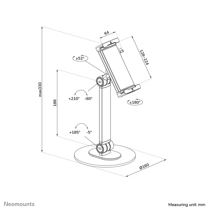 Neomounts DS15-540BL1 Universāls planšetdatora statīvs 4.7-12.9 collu