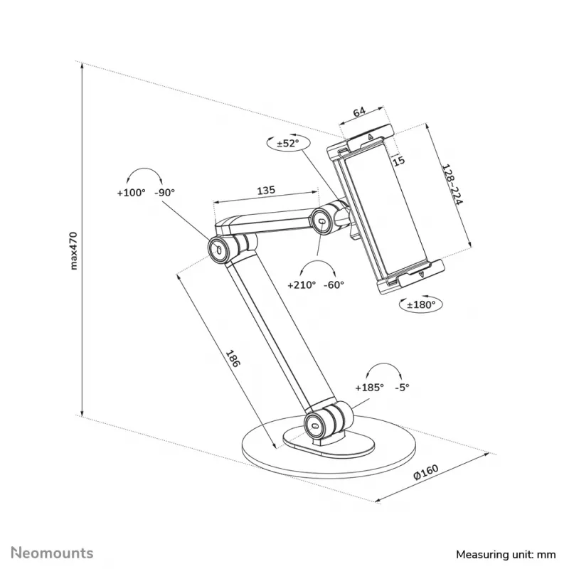 Neomounts DS15-550WH1 Universāls planšetes statīvs 4.7-12.9 collām