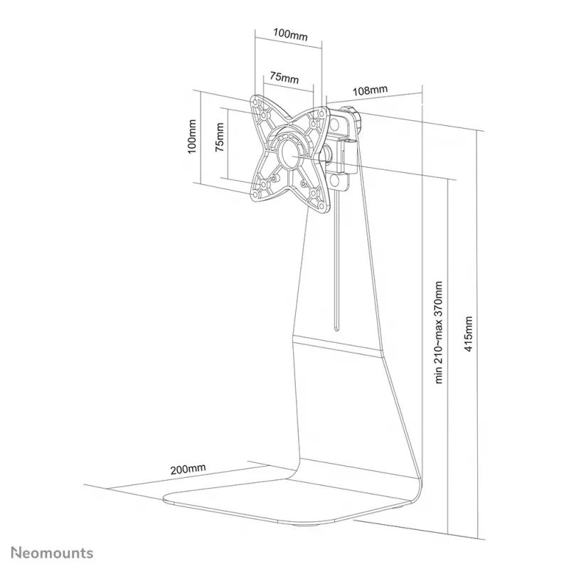 Neomounts FPMA-D850BLACK monitora statīvs 10-27 collām, brīvi stāvošs, 10 kg, 25.4 cm (10 inch), 68.6 cm (27 inch), 100 x 100 mm, melns