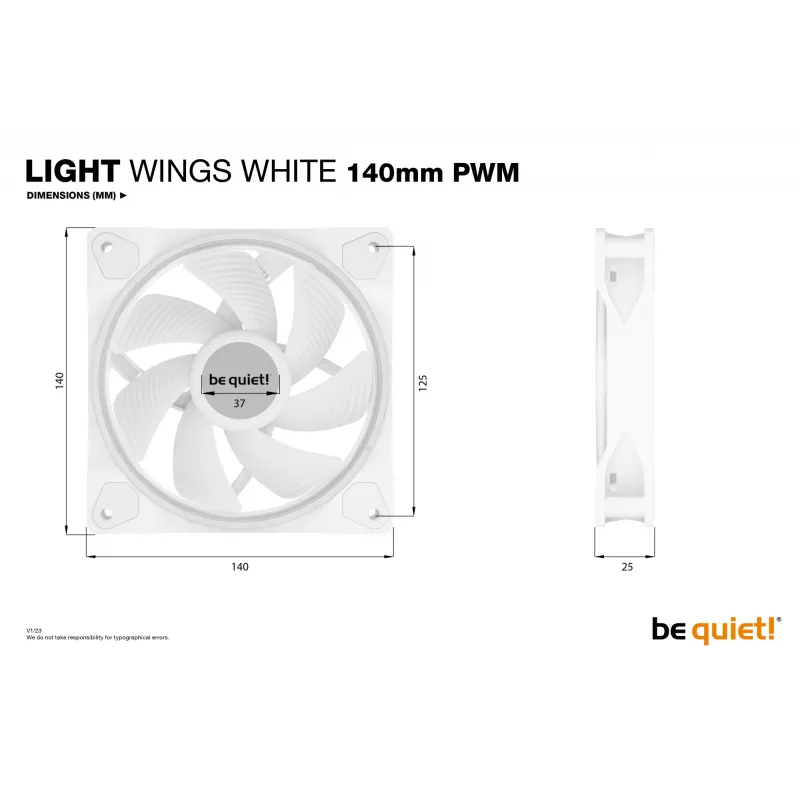be quiet! Light Wings White 140mm PWM trīskāršs komplekts | 3 datora korpusa ventilatori 14 cm, balti