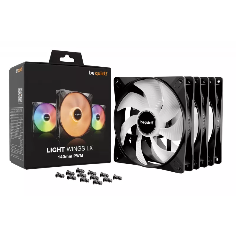 be quiet! LIGHT WINGS LX 140mm PWM 3-Pack Melns - Datora ventilators 14 cm 3 gab.