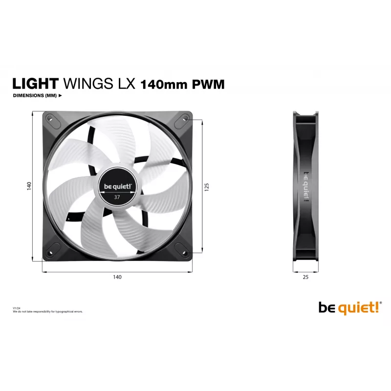 be quiet! LIGHT WINGS LX 140mm PWM 3-Pack Melns - Datora ventilators 14 cm 3 gab.
