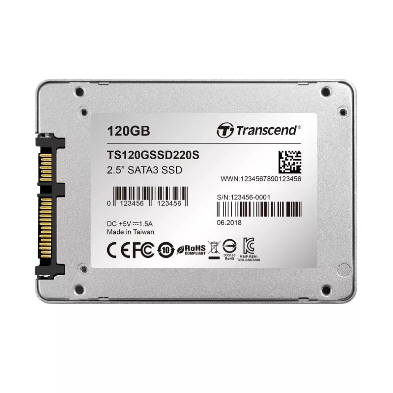 TRANSCEND SSD 220s 120GB 2.5in SATA 6Gb/s TLC alumīnija korpuss