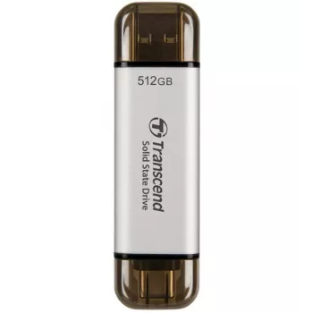 Transcend ESD310c 512GB pārnēsājams SSD, USB Type-A / USB Type-C, sudrabs