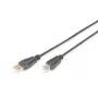 Digitus AK-300105-018-S USB 2.0 savienojuma kabelis A–B, spraudnis / spraudnis, 1,8 m, melns