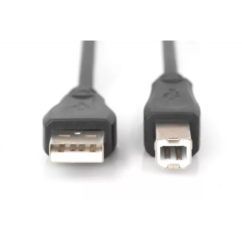 Digitus AK-300105-018-S USB 2.0 savienojuma kabelis A–B, spraudnis / spraudnis, 1,8 m, melns