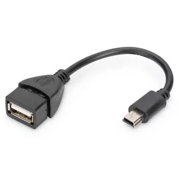 DIGITUS USB 2.0 adaptera kabelis, OTG, mini B - A vīriešu/sieviešu, 20cm, melns