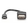 DIGITUS USB 2.0 adaptera kabelis, OTG, mini B - A vīriešu/sieviešu, 20cm, melns