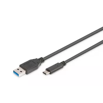 DIGITUS ASSMANN USB Type-C savienojuma kabelis, C tipa uz A, tēviņš/tēviņš, 1m, Super Speed, melns