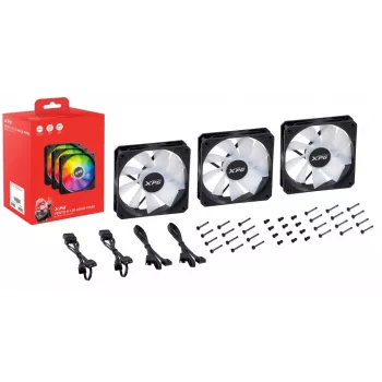 XPG VENTO 120 ARGB PWM (3 iepakojumā) Melns, Ventilators, 12 cm, 300 RPM, 1650 RPM, Melns