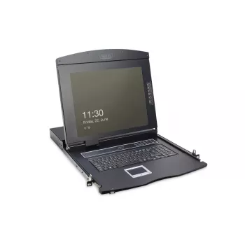 DIGITUS modularā 17 collu (43,2 cm) TFT konsole ar 8 portu KVM RAL 9005 melns - Qwerty US