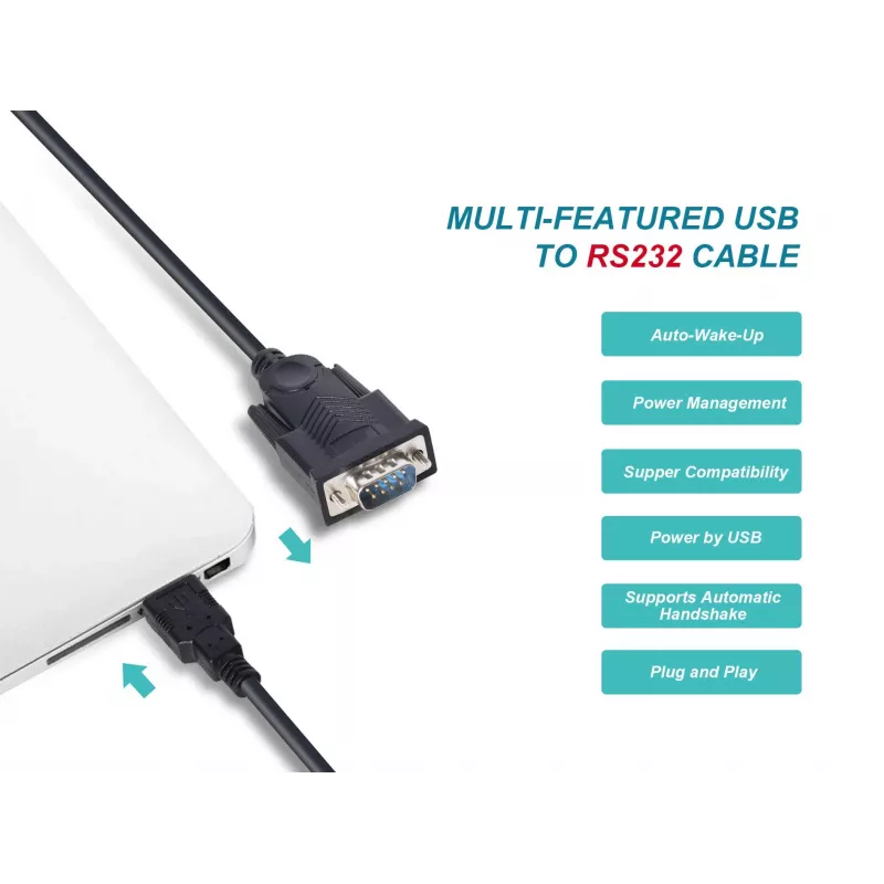 Equip USB-A uz Serial (DB9) kabelis, vīriešu/vīriešu 1.5m, melns