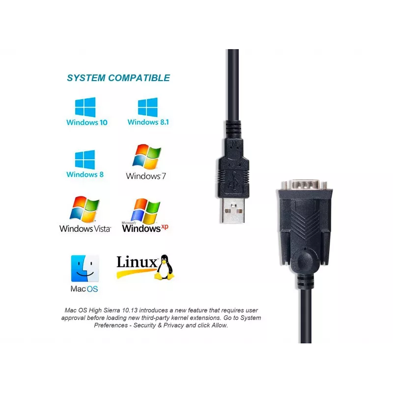 Equip USB-A uz Serial (DB9) kabelis, vīriešu/vīriešu 1.5m, melns