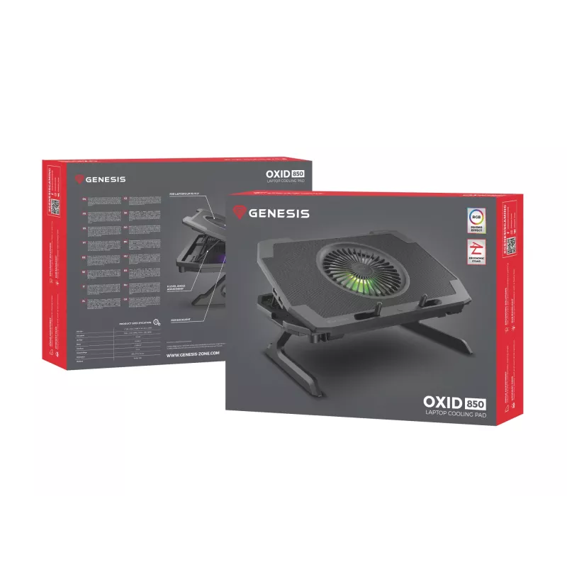 GENESIS Oxid 850 dzesēšanas paliktnis klēpjdatoram 43.9 cm (17.3 inch) 2500 RPM Melns