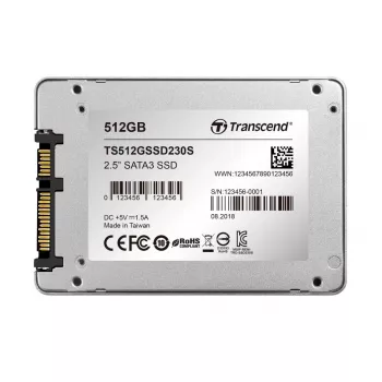 TRANSCEND SSD 230s 512GB 2.5in SATA III 6Gb/s TLC alumīnija korpuss